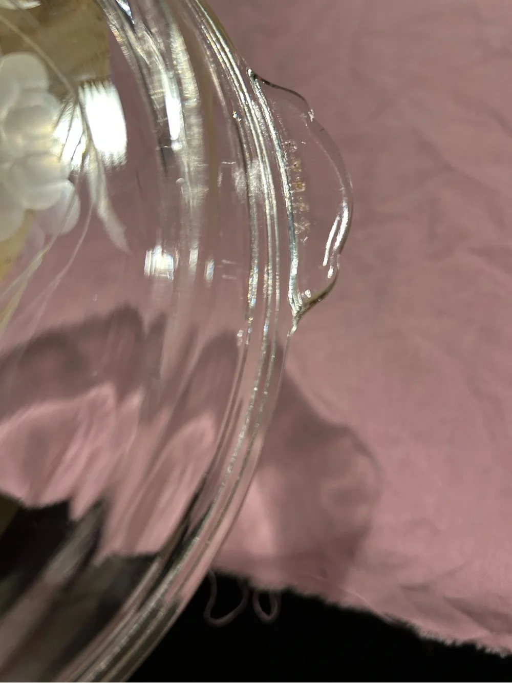 Pyrex #683-A Etched Frosted Glass Vintage Lid Fits #023 Round 1.5Qt Casserole